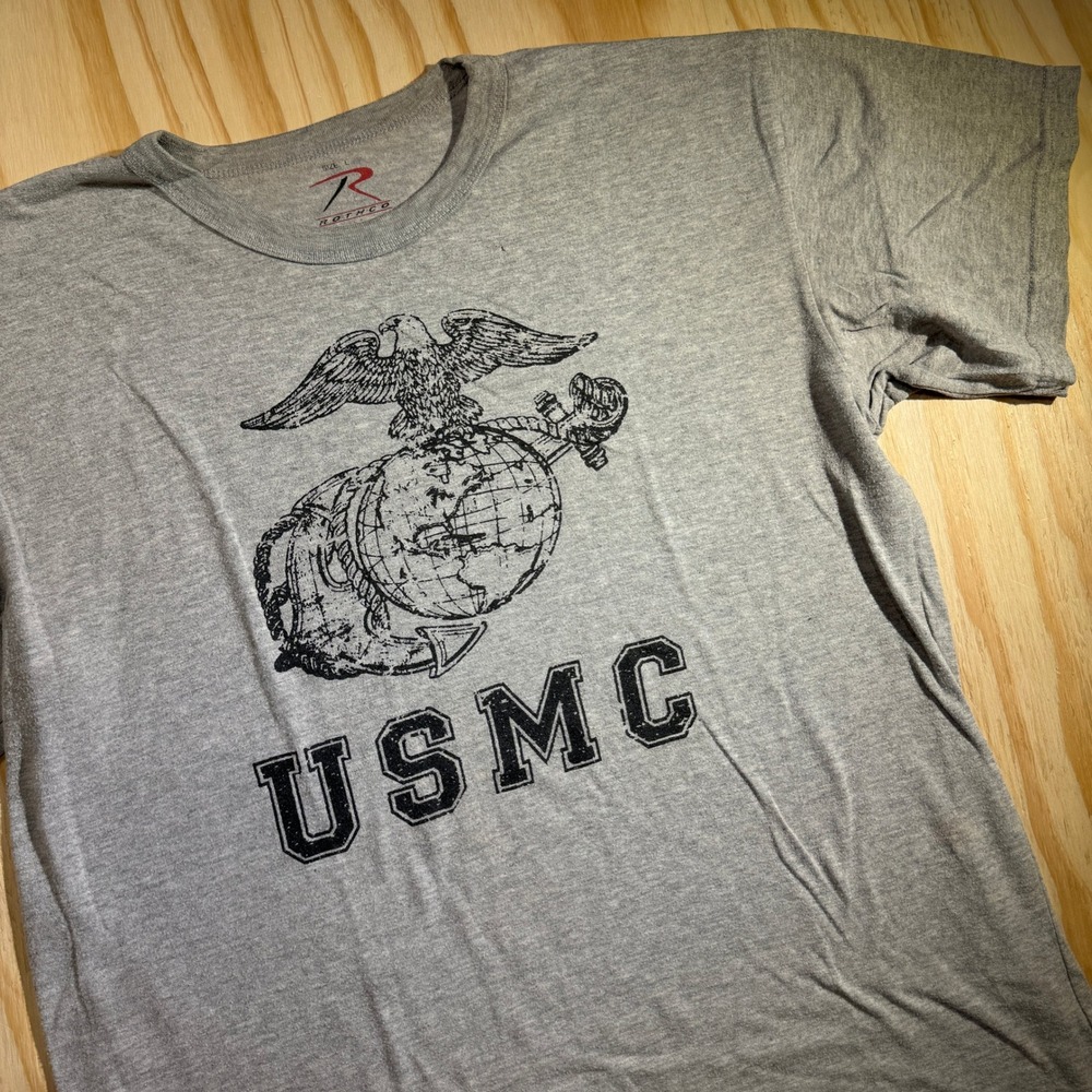 Rothco USMC Eagle Globe and Anchor Graphic T-Shirt Mens Large Heather Gray